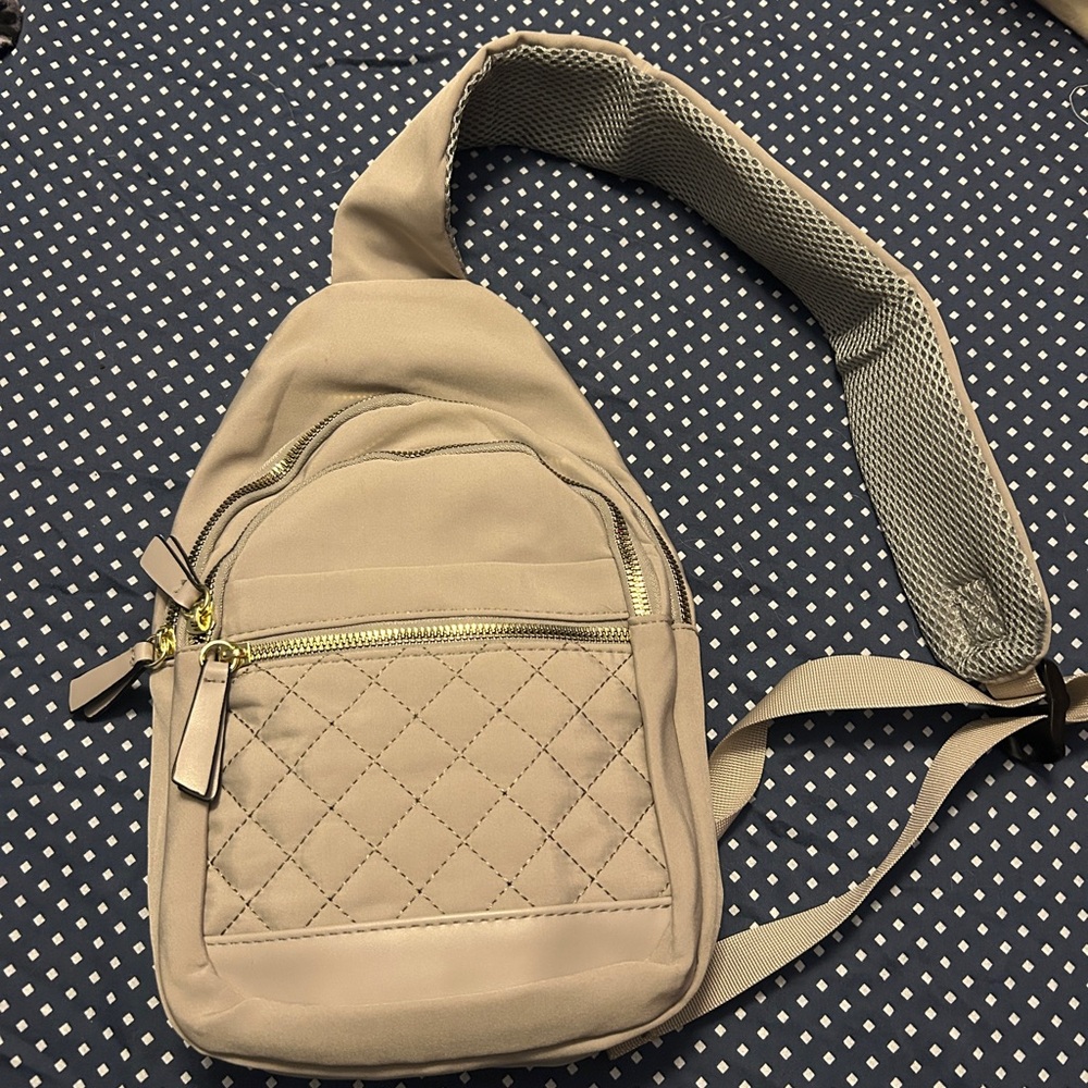 Quilted Beige Sling Bag